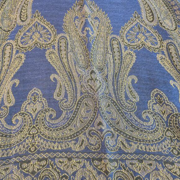 Pashmina Cashmere Blend Scarf Wrap Blue Gold Paisley Elegant Tasseled Romantic - Picture 3 of 10